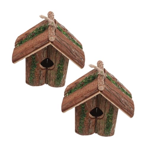 COLLBATH 2 Stück Hängendes Vogelhaus aus Holz Wetterfestes Traditionelles Vogelhaus im Landhausstil Dekorativer Nistkasten für Garten und Balkon Rustikales Cottage-Design für von COLLBATH