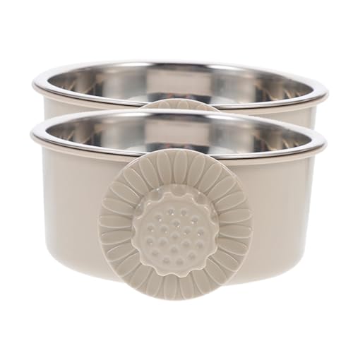 COLLBATH 2 Stück Hängeschüssel Mittelgroß für Katzen Hunde Kaninchen mit Geräuschreduzierenden Kanten Rostfrei Sicher Befestigt für Käfig Futter und Wassernapf von COLLBATH