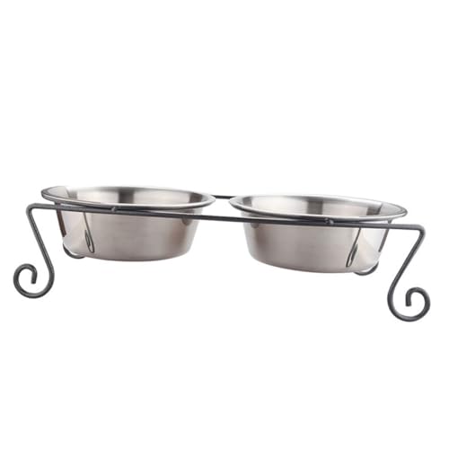 COLLBATH 2 Stück Haustiernapf Aus Edelstahl Doppelter Futterautomat Für Hunde Dual Pet Bowl von COLLBATH