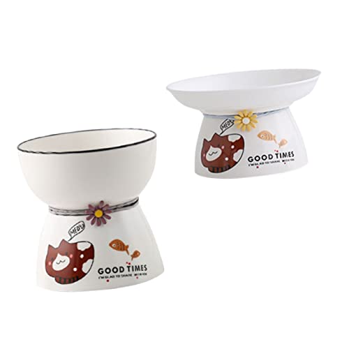 COLLBATH 2 Stück Hohe Katzen Schale Erhöhter Wassernapf Für Katzen Katzennapf Katzennäpfe Schüsseln Speisen Halsschale Geneigte Fressnäpfe Für Katzen Erhöhter Futternapf Für Katzen Keramik von COLLBATH