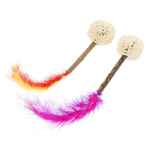 COLLBATH 2 Stück Silberne Rattan -katzenspielzeug Kauspielzeug Zum Zahnen Von Katzen Für Stöcke Zahnstäbchen Katze Kauert Katzenminze Drinnen Polygonum Holz von COLLBATH