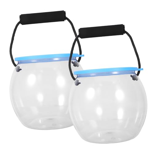 COLLBATH 2 Stück Tragbarer Kleiner Aquarium-Eimer mit Deckel Transparenter Behälter für Fische Strand Outdoor-Transport Sicher Vielseitig für Urlaub und Angeln von COLLBATH