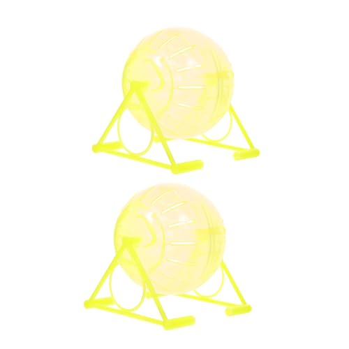 COLLBATH 2 Stück laufender Ball Hamster hamsterspielzeug Hamster-Fitnessball Laufball Nagetier Joggingball Übung Mini Größe klein Rad Laufräder Tiertrainer Plastik Yellow von COLLBATH