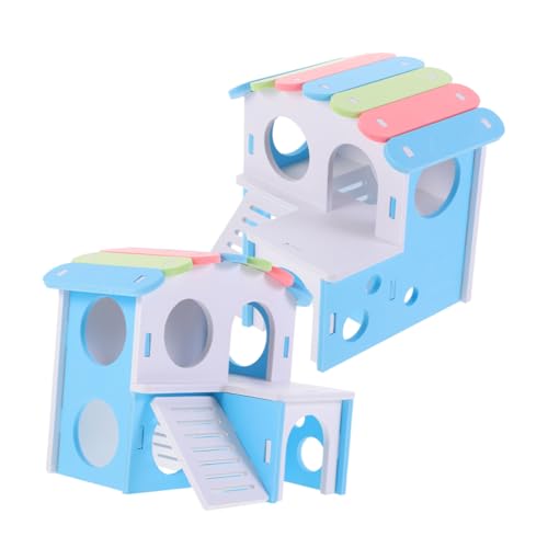 COLLBATH 2St Hamstervilla Frettchenhaus Chinchilla- Hamsterburg Hamster häuschen Hamster Spielzeug Hamsterverstecke Rattenhaus empfindlich Zubehör Holzhaus Goldener Bär der Maus PVC von COLLBATH