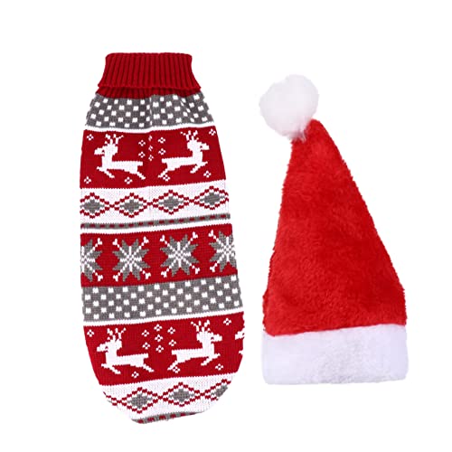 COLLBATH 2 Stücke Weihnachten Rentier Haustier Pullover Hund Welpen Warme Kleidung Hut Hund Warme Kleidung Weihnachten Haustier Kostüm COLLBATH 2 Stücke Weihnachten Rentier Haustier Pullover Hund Welpen Warme Kleidung Hut Hund Warme Kleidung Weihnachten Haustier Kostüm von COLLBATH