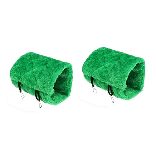 COLLBATH 2 Stück Vogel-plüsch-hängematte Kuschelhöhle Für Kleintiere Grünes Flusenmaterial Wärmespeichernd Größe S Leicht Zu Tragen von COLLBATH