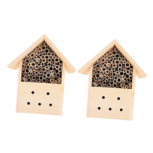 COLLBATH 2Stücke Hängendes Hölzernes Bienenhaus Insektenkabine Für Wildbienen Im Freien Nachhaltiges Bienennest Zur Bienenpopulation Im Garten von COLLBATH