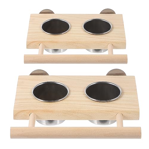 COLLBATH Papageien-futternapf Aus Edelstahl Und Holz Futter Und Wasserspender Langlebig Und Robust Für Hausvögel von COLLBATH