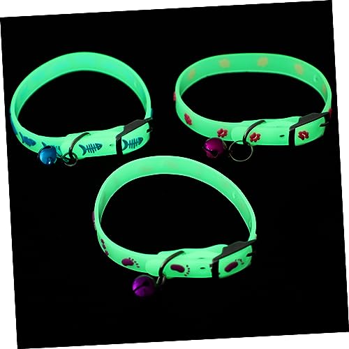 COLLBATH Katzenhalsband Leuchtendes Fluoreszierendes Haustierhalsband 3-teilig Verstellbar Hundehalsband mit Glocke für Nächtliche von COLLBATH