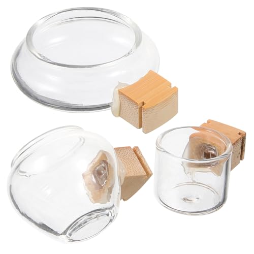 COLLBATH Glas-vogelfutternapf Für Papageien Und Vögel Wetterfester Vogel-futterspender Mit Bambusstab Für Käfig-fütterung Und Aufbewahrung Von Futter Oder Wasser von COLLBATH