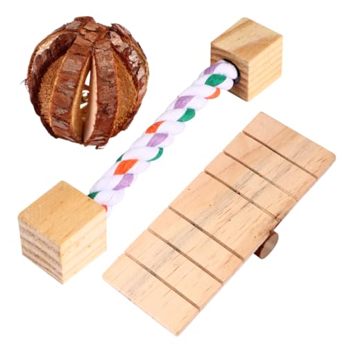COLLBATH 3stücke Holzspielzeug Für Kleintiere Molar Spielzeug Für Hamster Meerschweinchen Und Andere Haustiere Mit Baumrinde-wassermelonenball Baumwollseilblock Und Wippe Um Ihre Tiere COLLBATH 3stücke Holzspielzeug Für Kleintiere Molar Spielzeug Für Hamster Meerschweinchen Und Andere Haustiere Mit Baumrinde-wassermelonenball Baumwollseilblock Und Wippe Um Ihre Tiere von COLLBATH