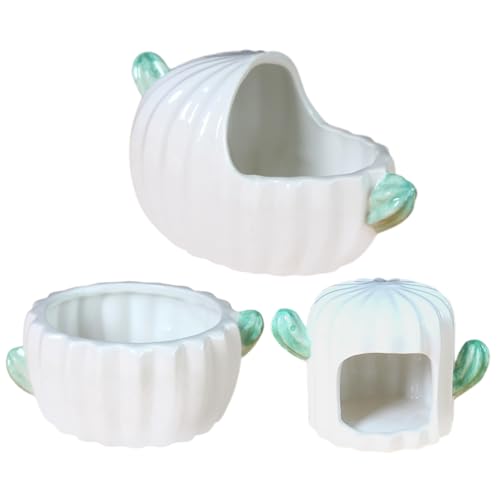 COLLBATH 3 Stück Teiliges Hamsterhaus Cactus Keramik Nest mit Badewanne und Futterschale für Kleine Tiere Langlebig und für Chinchillas Meerschweinchen und Ratten COLLBATH 3 Stück Teiliges Hamsterhaus Cactus Keramik Nest mit Badewanne und Futterschale für Kleine Tiere Langlebig und für Chinchillas Meerschweinchen und Ratten von COLLBATH