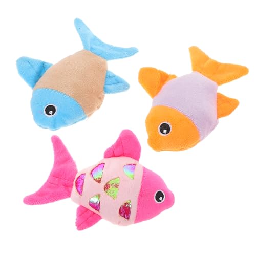 COLLBATH 3 Stück Teiliges Katzenspielzeug Plüsch Fisch mit Raschelpapier und Sound Bunte Farben Fördert Neugier und Aktivität Schützt Möbel für Kätzchen und Katzen Aller Zufällige Farbe von COLLBATH