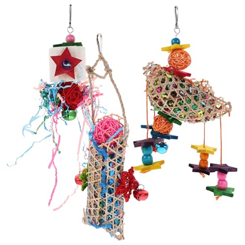 COLLBATH 3stücke Papageien Schredder Spielzeug Mit Bunten Accessoires Zum Kauen Vogel Käfig Spielzeug Zum Beschäftigen Papagei Beiß Zur Schnabelpflege von COLLBATH