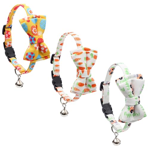 COLLBATH Katzenhalsschmuck Mit Fliege 3 Stück Katzenhalsband Haustierhalsband Mit Glöckchen Verstellbar von COLLBATH