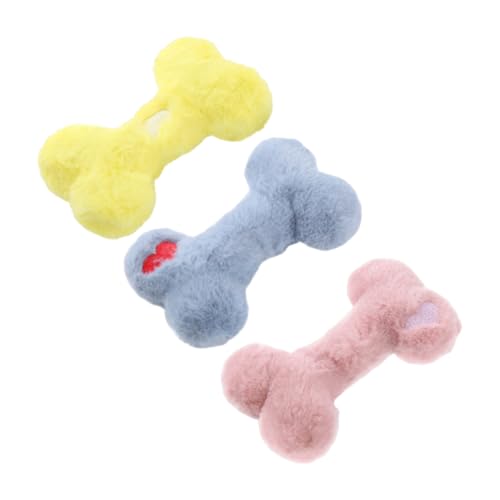 COLLBATH 3Stücke Interaktives Quietschspielzeug für Waschbares Plüsch Kauspielzeug Knochenform für Mittelgroße und Welpen Beschäftigungsspielzeug mit Quietscher von COLLBATH
