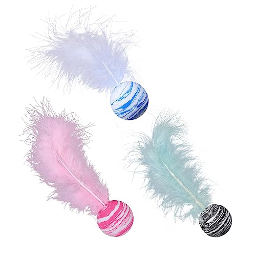 COLLBATH 3-teiliges Katzenspielzeug Innenbereich Verschleißfeste Katzenbälle Mit Federdesign Leichte Bälle Zum Spielen COLLBATH 3-teiliges Katzenspielzeug Innenbereich Verschleißfeste Katzenbälle Mit Federdesign Leichte Bälle Zum Spielen von COLLBATH