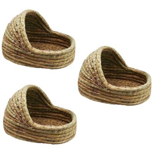 COLLBATH 3 Stücke Natürliche Stroh Material Nest Haustier Bett Gemütliche Hamster Hideout Komfortable Gerbil von COLLBATH