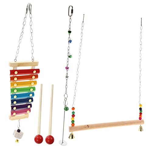 COLLBATH Papageienspielzeug Vogel-hängespielzeug Satz Mit Obstspieß Und Schaukel Für Vogelkäfig Robustes Spielzeug Für Papageien Und Kleine Haustiere von COLLBATH