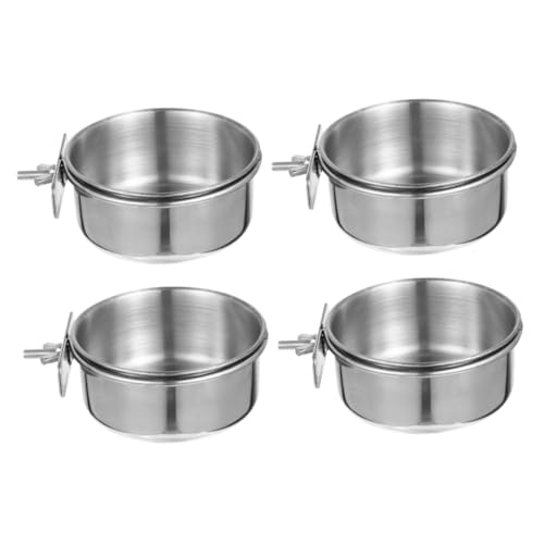 COLLBATH 4 Stück Edelstahl Vogelfutterbecher Vogelschalen Für Käfig Hühnerwasser-futterbecher Papagei Futternapf Papageien-futternapf Aus Edelstahl Rostfreier Stahl Silver von COLLBATH