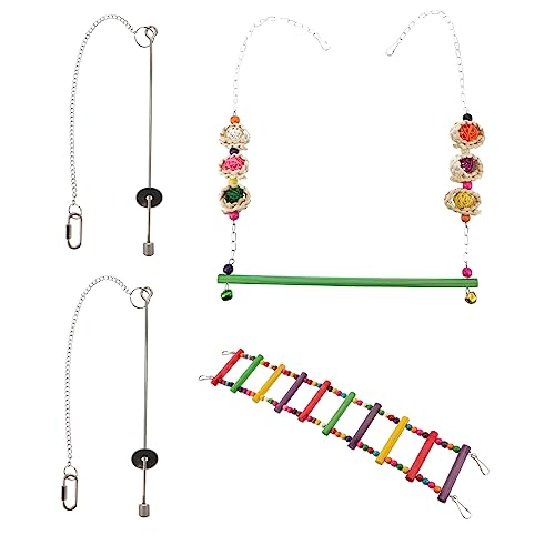 COLLBATH Papageien-schaukelleiter-Set Hühnerschaukel Vogel-leckerli-spieß 4-teilig Vogelkäfig-zubehör Vogelfutterhalter Für Papageien COLLBATH Papageien-schaukelleiter-Set Hühnerschaukel Vogel-leckerli-spieß 4-teilig Vogelkäfig-zubehör Vogelfutterhalter Für Papageien von COLLBATH