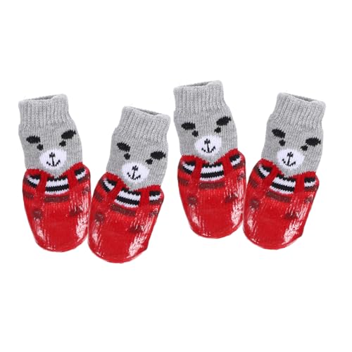 COLLBATH 4 Stück Hunde-/Katzensocken rutschfeste Haustier-Stiefel wasserdicht Pfotenschutz für den Schutz von Hartholzböden von COLLBATH