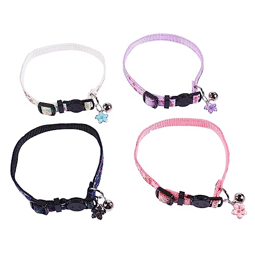COLLBATH Blumen-haustierhalsband-Set Für Katzen Und Kätzchen 4-teiliges Katzenhalsband Halsbekleidung Sicherheitsabreißverschluss Verstellbar Und Atmungsaktiv Für Besondere Anlässe von COLLBATH