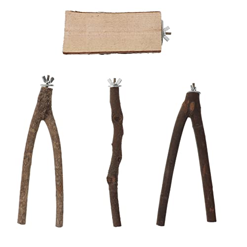 COLLBATH 4 Pcs Vogel Barsch Papagei Stehen Natürliche Holz Material Vogel Playstand Stehen Für Pet Papageien Sticks von COLLBATH
