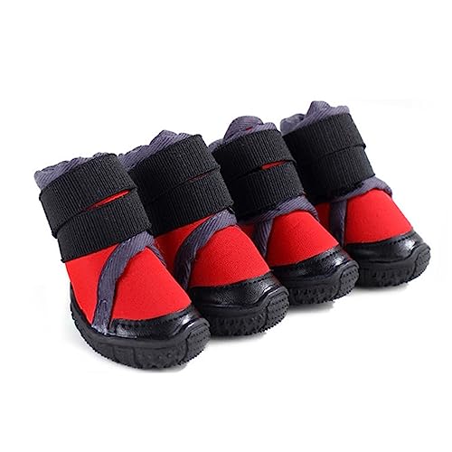 COLLBATH 4 Stück Haustier Outdoor Schuhe Hund Warme Kletterschuhe Hundeschuhe in Rot Größe 80 von COLLBATH