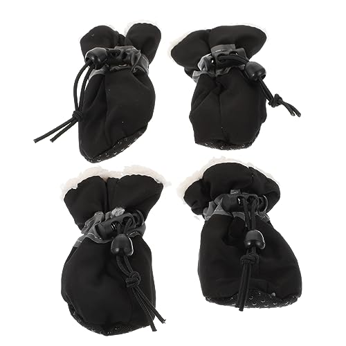 COLLBATH 4 Stück Schuhüberzüge Für Haustiere Katzenstiefeletten Für Schuhbodenschutz Pfotenschutz Katzenschuhe Für Den Winter Hundeschuhe Für Kleine Hunde Tierschuhe Im Freien Stoff Black von COLLBATH