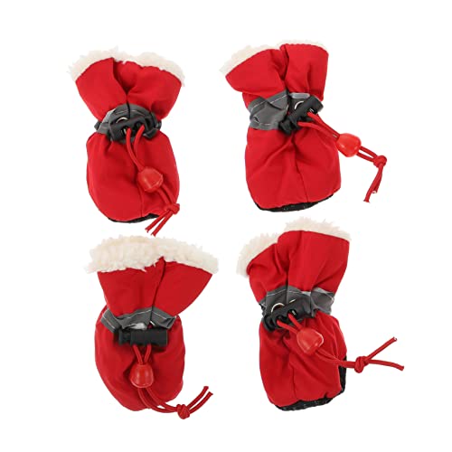 COLLBATH 4 Stück Schuhüberzüge für Haustiere Hundebürste zum Häuten Schuhsohle -Beschützer Socken Turnschuhe hundeschuhe pet Supplies Hundestiefel Haustier warme Schuhe Stoff rot von COLLBATH