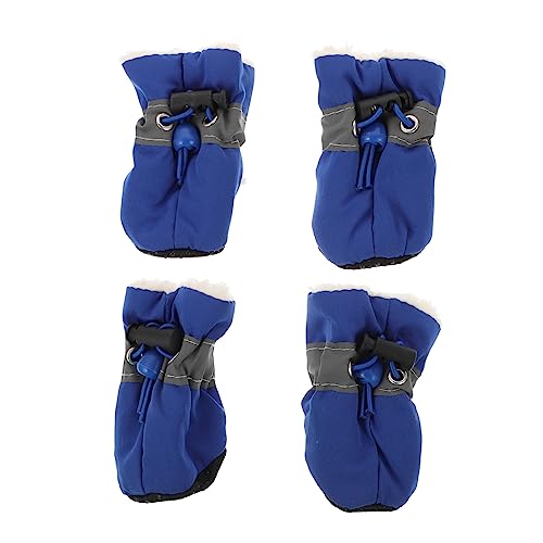 COLLBATH 4 Stück Schuhüberzüge für Haustiere Hundeschuhe für große Hunde Hundekleidung, Hundekühlkissen Katzenschuhe pet paw pet Supplies Hund Katze warme Schuhe Welpenschuhe Stoff Blue von COLLBATH