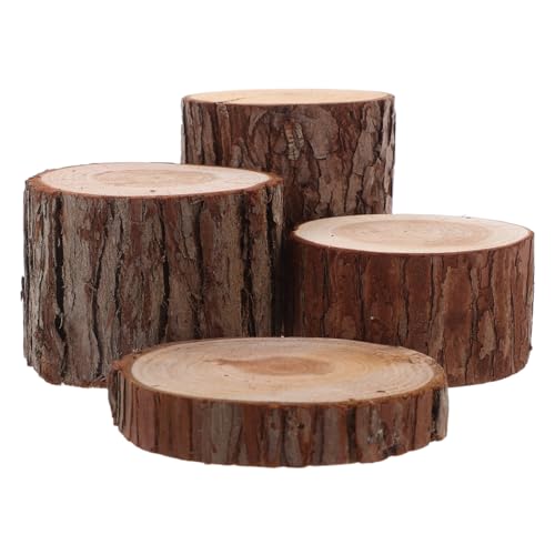 COLLBATH 4 Stück Teiliges Hamster Natürliche Holzscheiben Mini Baumstumpf Dekoration für Hamstergehege DIY Landschaftsbau und Haustier Habitat Zubehör von COLLBATH