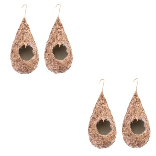 COLLBATH 2sets Handgemachte Gras Weben Nest Vogel Nistkasten Outdoor Stroh Vögel Leben Ort Sicher Vogel Liefert 2 Stücke * 2 von COLLBATH