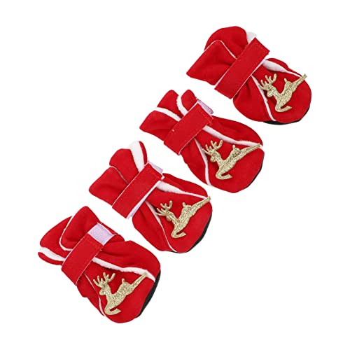 COLLBATH 4 Stück Weihnachtsschuhe Für Haustiere Pfotenschutz Für Hunde Weihnachtsschuhe Für Kleine Hunde rutschfeste Schuhe Für Haustiere Haustierbedarf rutschfeste Hundeschuhe von COLLBATH