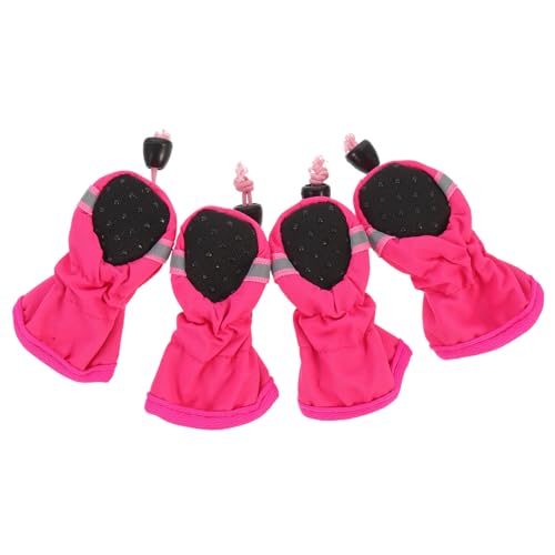COLLBATH 4 Stück wasserdichte Fußabdeckung Für Haustiere Beleg Hundestiefel Wasserdicht Hundeschuh Schützend Klein Für Hunde Welpe Schutz Hündchen Stiefel Körperpflege Griffe Rosa Stoff von COLLBATH