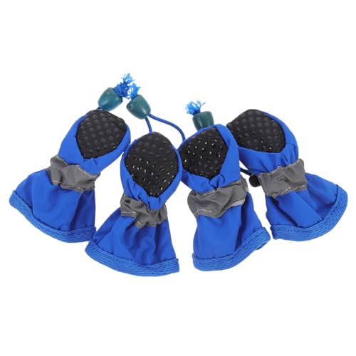 COLLBATH 4 Stück wasserdichte Fußabdeckung Für Haustiere Griffe Schutz Regnerisch Schuhe Für Hunde Hundestiefel Für Große Hunde Hundestiefel Wasserdicht Pfote Socken Für Traktion Blue Gummi von COLLBATH
