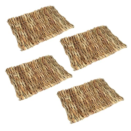 COLLBATH 4Stücke Hamstergras Matte Handgewebte Strohmatte Für Kleintiere Trockene Heu Matte Für Hamster Meerschweinchen Und Haustier Nest von COLLBATH