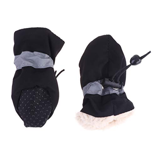 COLLBATH 4Stücke Rutsch Hundeschuhe Für Draußen wasserdichte Mit Weicher Sohle Und Dicker Plüsch Fütterung Für Kleine Und Mittelgroße von COLLBATH