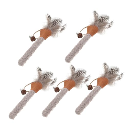 COLLBATH 5St Spielzeug Katzen interaktives Silvervine Kätzchenzähne Kitten Stick ersatz Katzenkaustäbchen Kätzchen spielt Plush Toy Plush Haustiere Zubehör Polygonum Holz Grey von COLLBATH