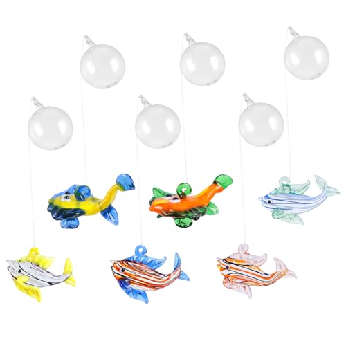 COLLBATH 6 STK Schwimmender Kugel Anhänger Faux Buntglas Delfinspielzeug Spielzeuge Zubehör Für Aquarien Dekorationen Für Zu Hause Farbiges Glas Tier Betta Fisch Kleines Aquarium von COLLBATH