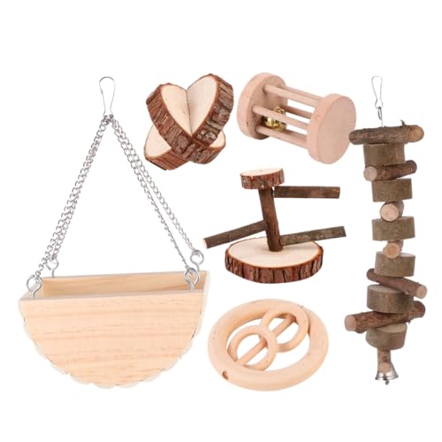 COLLBATH 6PC Holz Haustier Spielzeug Tier Kauen Beißen Spielzeug für Hamster Kaninchen Katze Hund Papagei Vogel COLLBATH 6PC Holz Haustier Spielzeug Tier Kauen Beißen Spielzeug für Hamster Kaninchen Katze Hund Papagei Vogel von COLLBATH