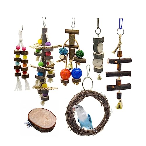 COLLBATH Hängendes Kauspielzeug für Ziervögel 7-teiliges Papageienspielzeug Käfigschaukel Papageienschaukel Vogel-Kit Spielzeug Sittiche Schaukel COLLBATH Hängendes Kauspielzeug für Ziervögel 7-teiliges Papageienspielzeug Käfigschaukel Papageienschaukel Vogel-Kit Spielzeug Sittiche Schaukel von COLLBATH