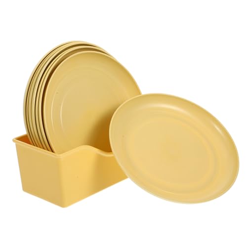 COLLBATH 8-teiliges Katzenfutternapf-Set Aus Kunststoff Flache Teller Mit Stabilem Boden Kleiner Futternapf Für Kätzchen Kurzbeinige Katzen Und Flachgesichtige Hunderassen Runde Teller Gelb von COLLBATH
