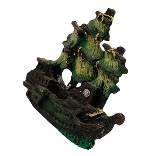 COLLBATH Aquarium Schiff Wrack Dekoration Resin Piratenschiff Mini Segelboot Versteck Aquarien Deko für Garnelen Betta Fisch Lebensraum Aquarium Zubehör von COLLBATH