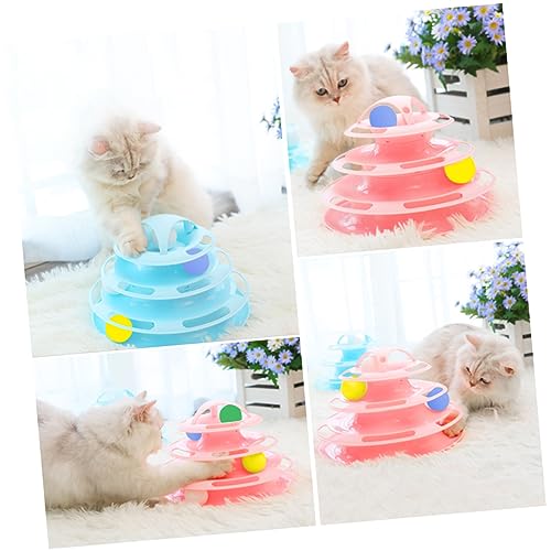 COLLBATH Vierschichtiges Katzenspielzeug Mit Beweglichen Bällen Und Katzen-quetschstab Aus Abs-Material Zerlegbar Befriedigt Jagdinstinkt Und Bewegungsbedürfnisse Der Haustiere von COLLBATH