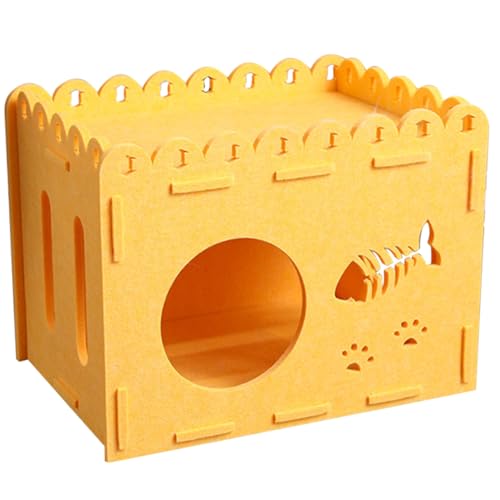 COLLBATH Cat Nest Cat Scratch Board drinnen kratzen Haustierschlafort für klein Plüsch katzenhöhle multifunktionales Katzenhaus Katze schlafplatz Katzenbetten Katzenhausbett gefühlt Gelb von COLLBATH