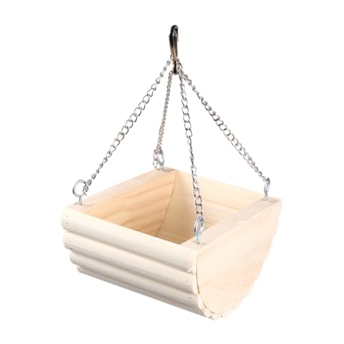 COLLBATH Hängendes Ketten Boot Nest aus Holz für Hamster und Papageien Schaukelnest für Kleine Haustiere Sicherer Schlafplatz Dekoratives Tierheim von COLLBATH