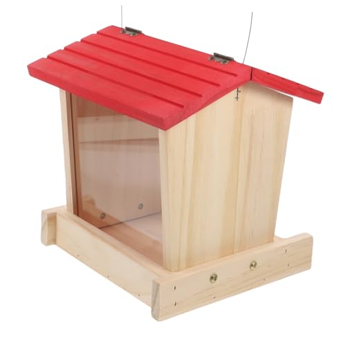 COLLBATH Hängendes Vogelfutterhaus Aus Holz Regenfestes Futterhäuschen Für Wildvögel Im Rustikalen Landhausstil Für Außenbereich Mit Mehreren Futterplätzen Wetterfest Und Nachhaltig von COLLBATH