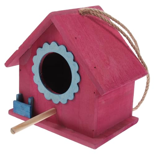COLLBATH Hängendes Vogelhaus Aus Holz Dekorativer Nistkasten Für Stabilem Hanfseil Für Garten Und Anziehendes Design Für Wildvögel von COLLBATH
